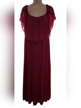Flowy Burgundy Maxi Dress with Layered Flutter Detail